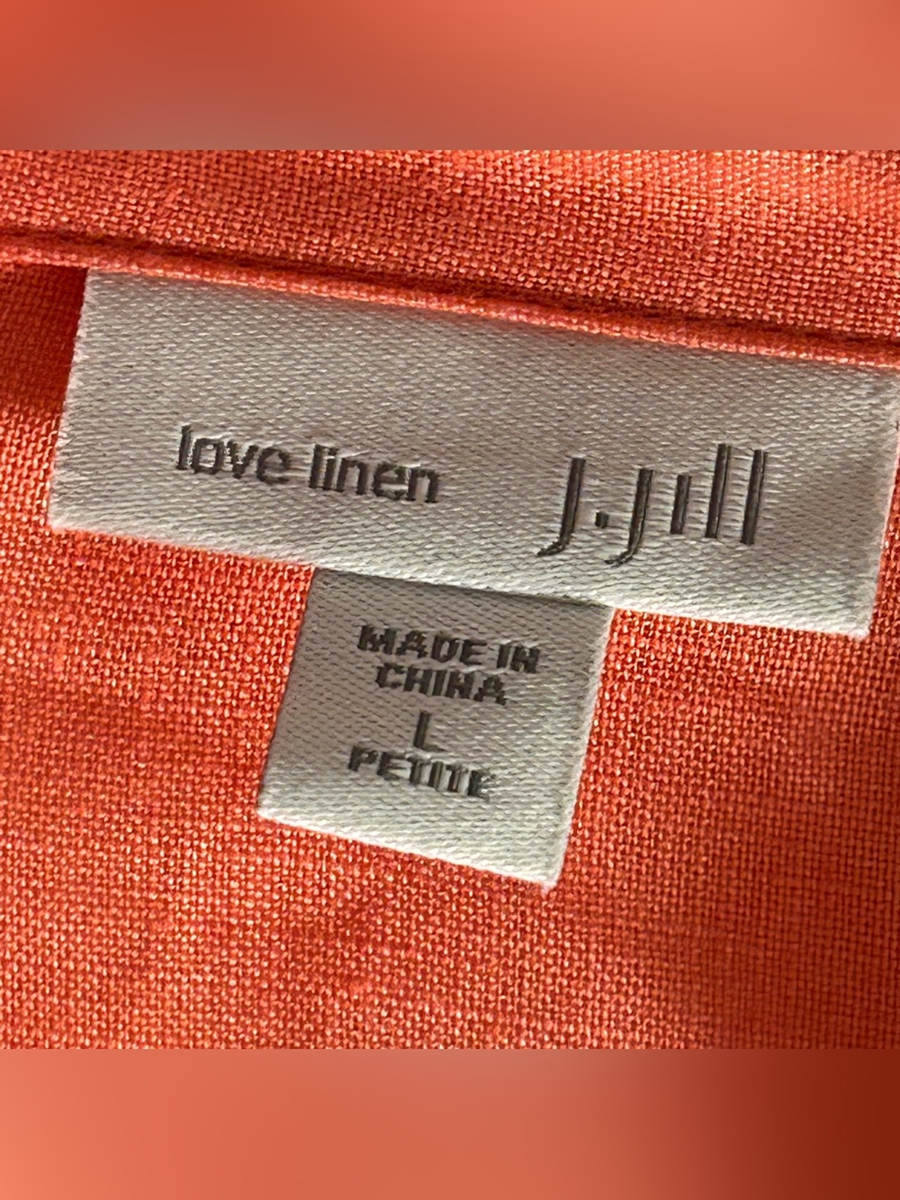 J. Jill Love Linen Coral Button Down Shirt Tunic Top L Large Petite LP classic - Picture 2 of 14